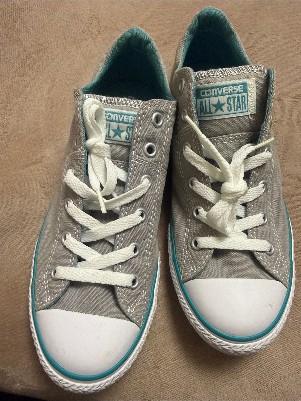 Converse Women's Low-Top Sneakers - Gray with Teal Accents